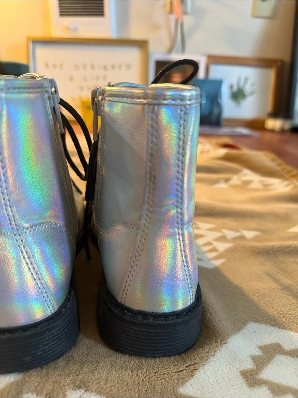 The Children's Place Toddler Girls Holographic Booties Beaded Size 1